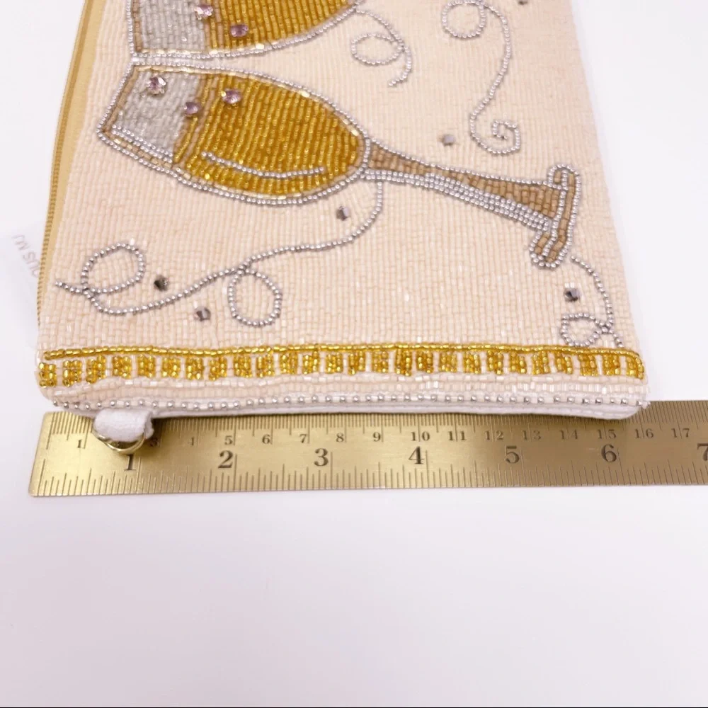 Beaded Champagne Toast Clutch - Cream & Gold